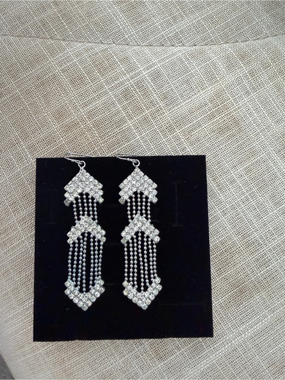 Elegant Silver Crystal Drop Earrings - Silver. Cache